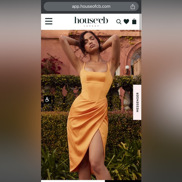 HOUSE OF CB BIANCA New Tangerine Orange Satin Corset Midi Dress XS Regular Cup - Picture 9 of 10